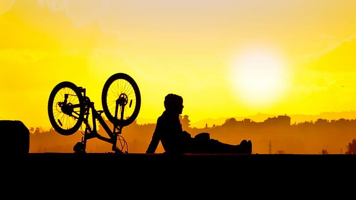 man sitting on ground during sunset, Wind, sol, de, silueta, chico, HD wallpaper