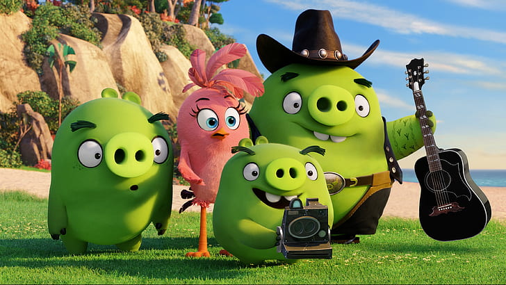 Green pigs, Angry Birds movie, HD wallpaper