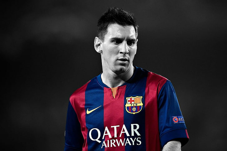 Lionel Messi, FC Barcelona, selective coloring, men, sport, HD wallpaper