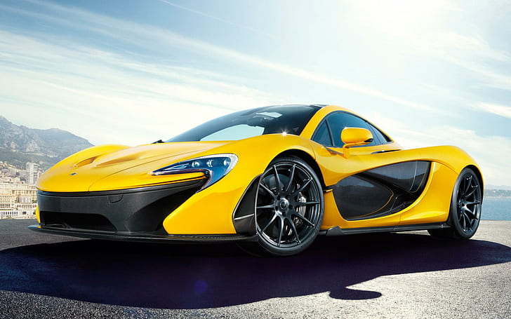 McLaren P1, concept, yellow supercar, HD wallpaper