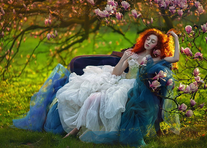 fantasy art, women, women outdoors, model, redhead, A. M. Lorek, HD wallpaper