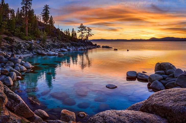 Hd Wallpaper California Lake Lake Tahoe Nevada Stones Sunset