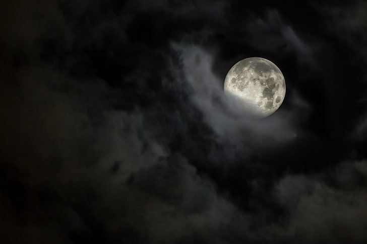 moon phases, clouds, night, nature, sky, astronomy, space, cloud - sky, HD wallpaper