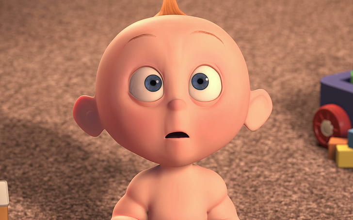 Supriced Cartoon Baby, the incredible character baby, cute, eyes, HD wallpaper