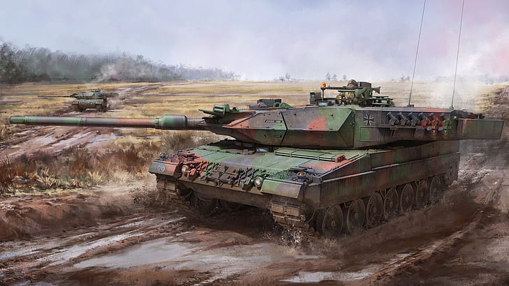 military, vehicle, artwork, Leopard 2, tank, HD wallpaper