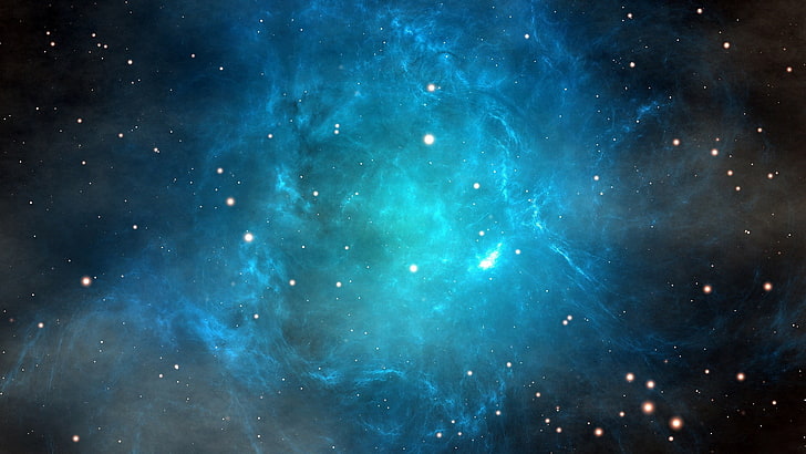 blue nebula wallpaper, space, cyan, space art, stars, astronomy
