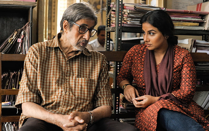 Amitabh Bachchan And Vidya Balan In , men's brown tattersall dress shirt, HD wallpaper
