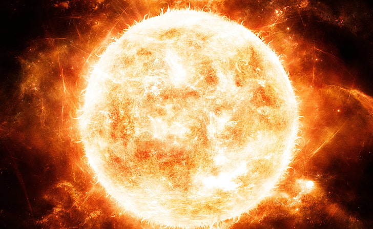 Sun, sun illustration, Space, heat - temperature, burning, fire - natural phenomenon, HD wallpaper