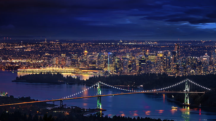 cityscape, bridge, Vancouver, architecture, built structure, HD wallpaper