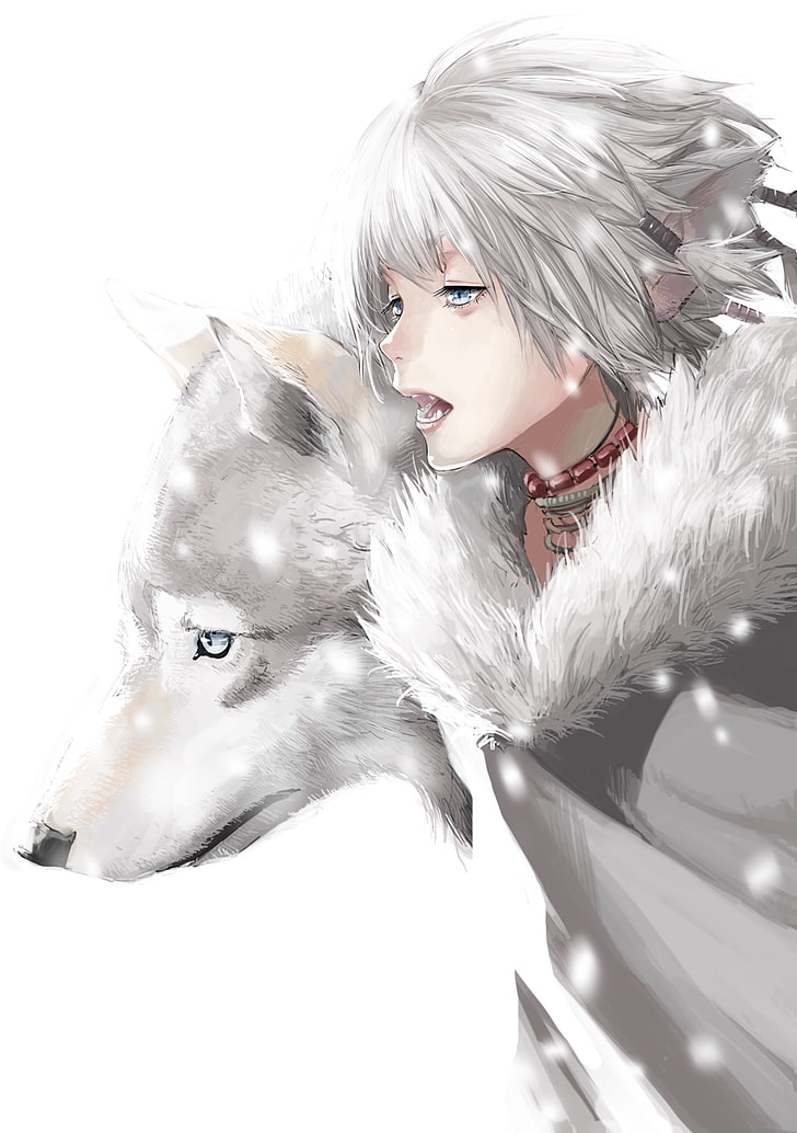 Hd Wallpaper Anime Boy Wolf Animal Ears Gray Hair Furry