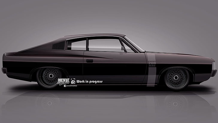 Axesent Creations, Chrysler Valiant Charger, render, muscle car
