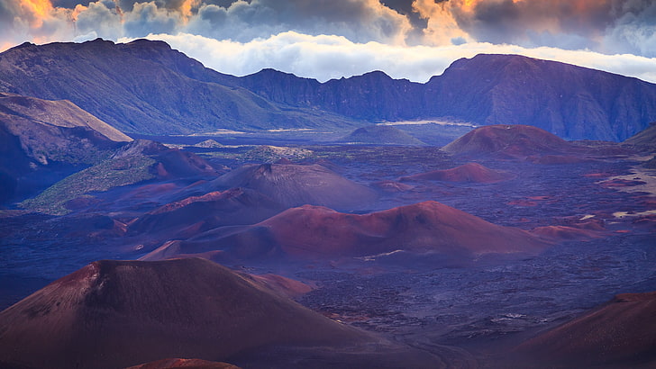 mountain landscape, Maui, Hawaii, volcano, nature, hills, desert, HD wallpaper
