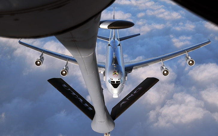 3 Sentry, 3840x2400 px, air refueling, aircraft, Boeing E, Mid