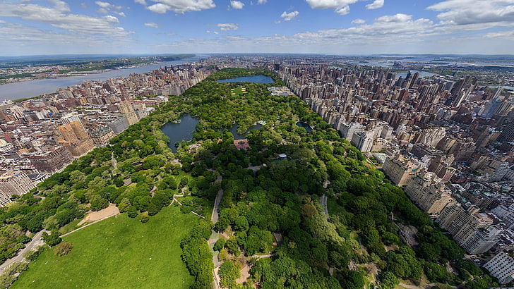 Central Park, New York City, top view, aerial View, cityscape, HD wallpaper