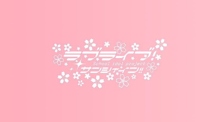 logo, simple, pink, Love Live! Sunshine, cherry blossom, studio shot