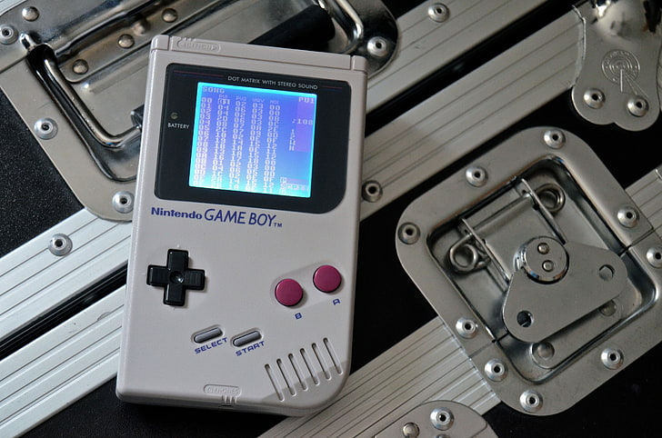 white Nintendo Game Boy, GameBoy, chiptune, vintage, 8-bit, DMG-01