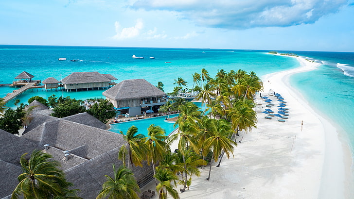 HD wallpaper: Amilla Fushi Island Resort In Indian Ocean Maldives Aerial View Beautiful Desktop Wallpaper Hd 4608×2592 | Wallpaper Flare