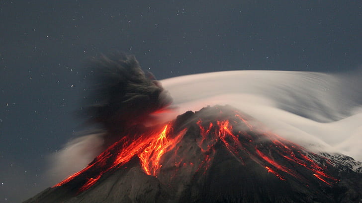 Volcano Eruption Smoke Lava HD, volcano eruption, nature