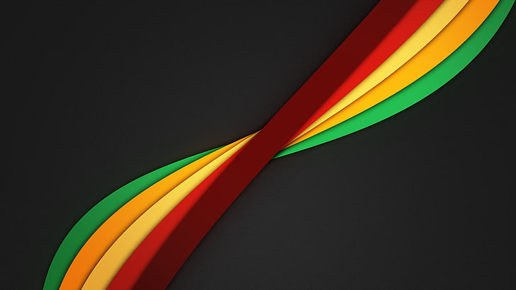 red, green, and yellow stripe textile, Twist, abstract, lines, HD wallpaper
