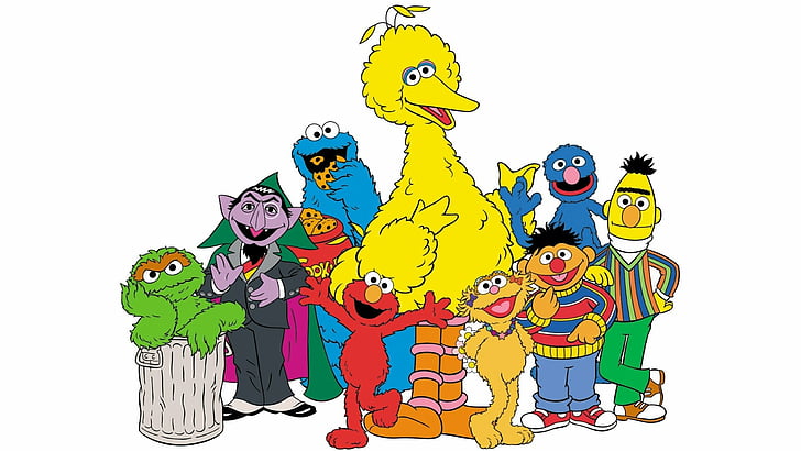 Sesame Street, Bert (Sesame Street), Big Bird, Cookie Monster, HD wallpaper