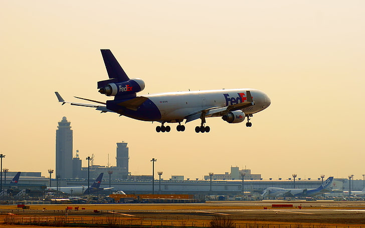 md-11, aircraft, airport, cargo, Fedex, transportation, air vehicle, HD wallpaper