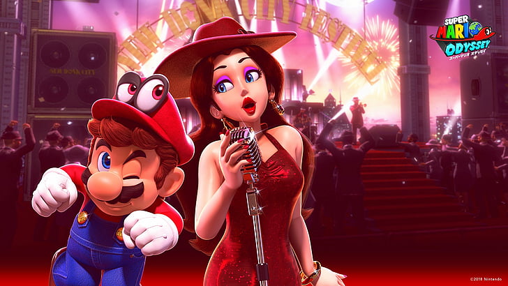 Mario, Super Mario Odyssey, Cappy (Mario), Pauline (Mario), HD wallpaper