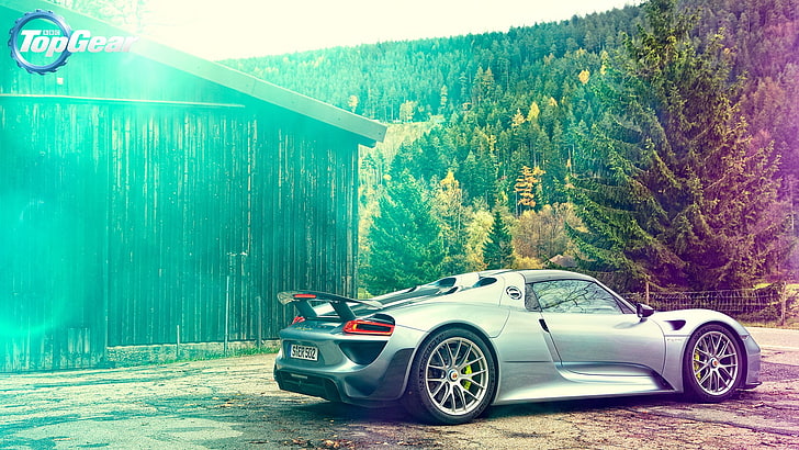 Top Gear, Porsche 918 Spyder, supercars, vehicle, trees, mode of transportation