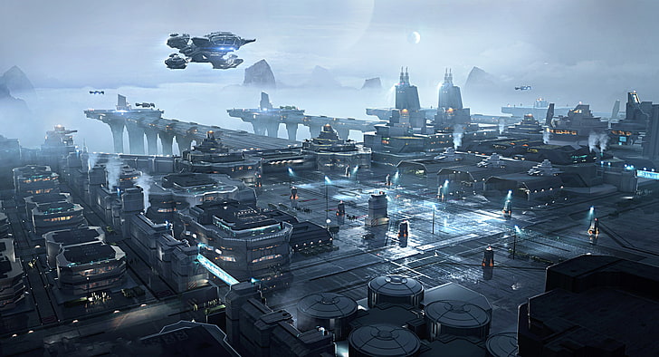 Star Citizen, science fiction, video games, city, building exterior