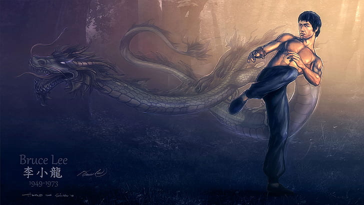 dragon, figure, Bruce Lee, HD wallpaper