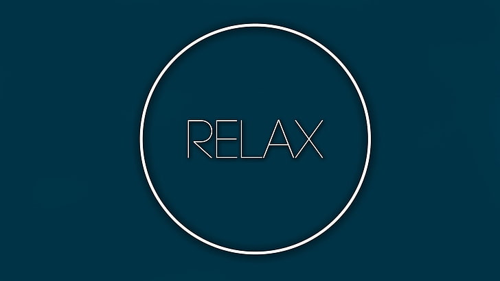 Relax text, typography, minimalism, shapes, blue background, communication