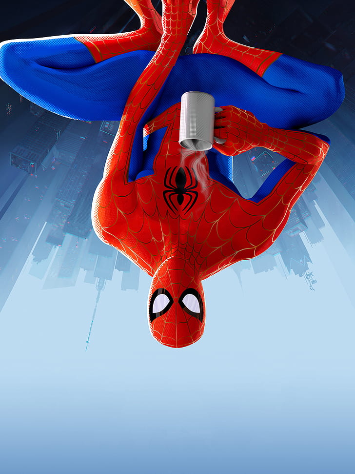 Spider-Man, Miles Morales, superhero, upside down, portrait display, HD wallpaper