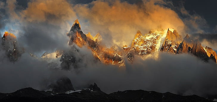 Landscape, Nature, Sunset, Mountain, Summit, Snowy Peak, Alps, HD wallpaper