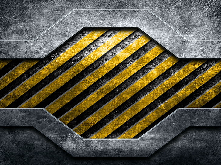 metal, caution, yellow, stripes
