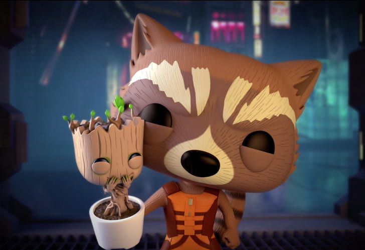 Rocket And Baby Groot Bait And Switch, HD wallpaper