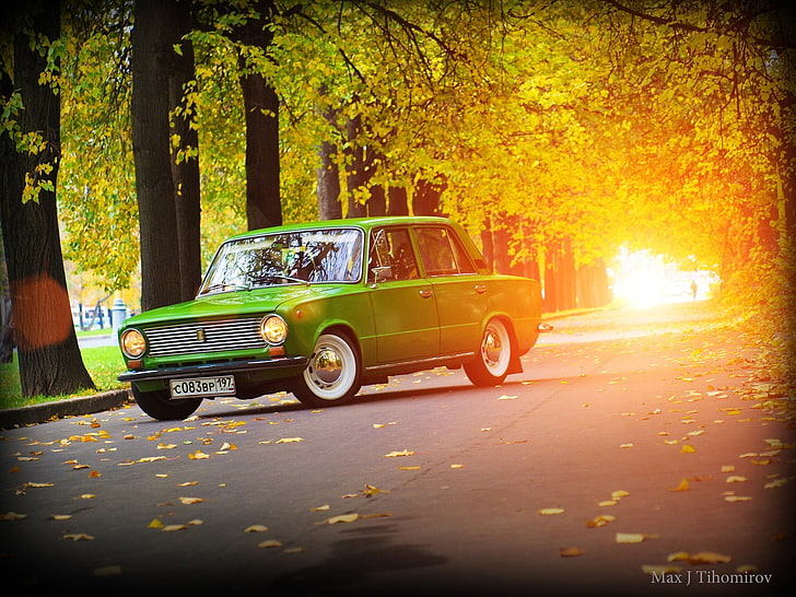 green Tofas Murat 124 sedan, tuning, Lada, VAZ, 2101, 2101 Resto, HD wallpaper