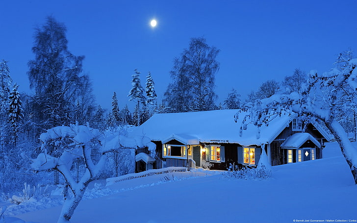 Winter rural house-Windows 10 HD Wallpaper, house covered by snow wallpaper HD wallpaper