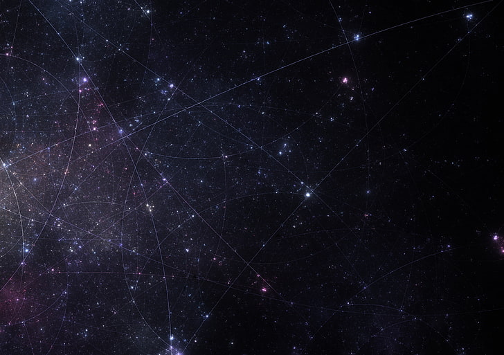 night sky with stars, fractal, plexus, cosmic, glitter, star - space, HD wallpaper