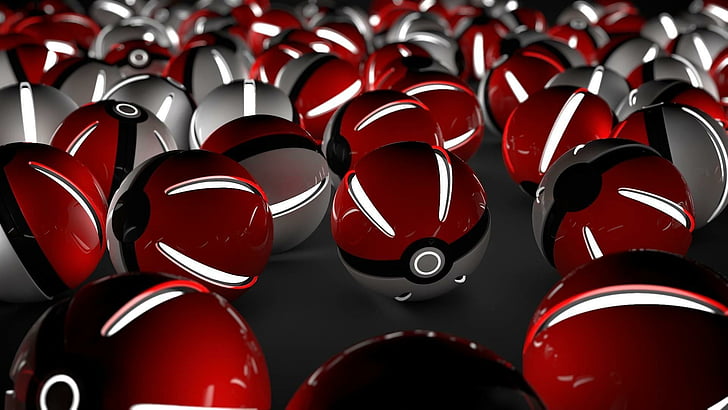 ball, pokemon, funny, red, white, anime, HD wallpaper