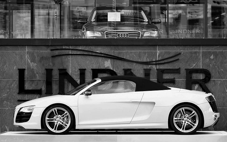 Car, Audi R8 Spyder, White Car, Cool