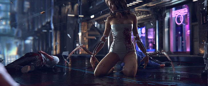 HD wallpaper: babe, blood, cyberpunk, cyborg, game, robot, sci fi, sexy |  Wallpaper Flare