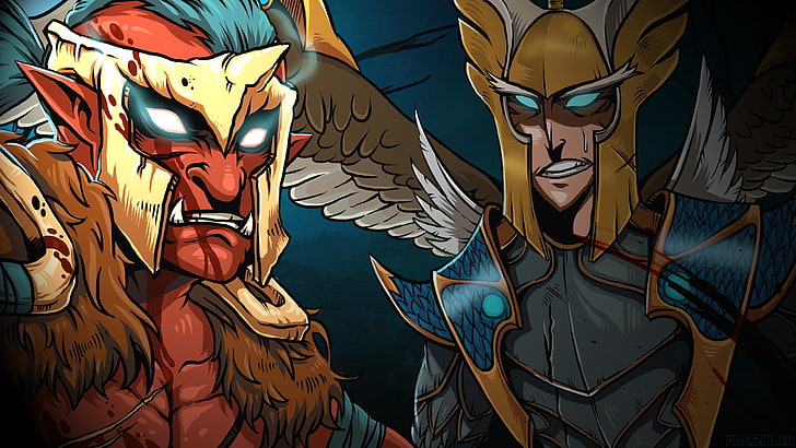 Troll Warlord and Skywrath mage illustration, dota 2, art, vector, HD wallpaper