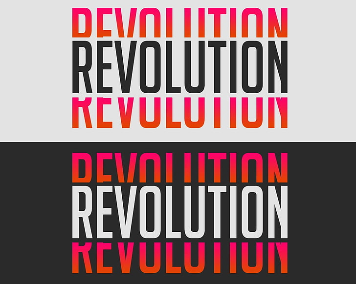 revolution text, simple, texture, orange, gradient, typography, HD wallpaper