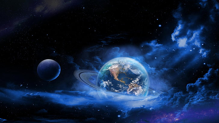 Sci Fi, Planet, Blue, Cloud, Earth, Nebula, Planetary Ring, HD wallpaper