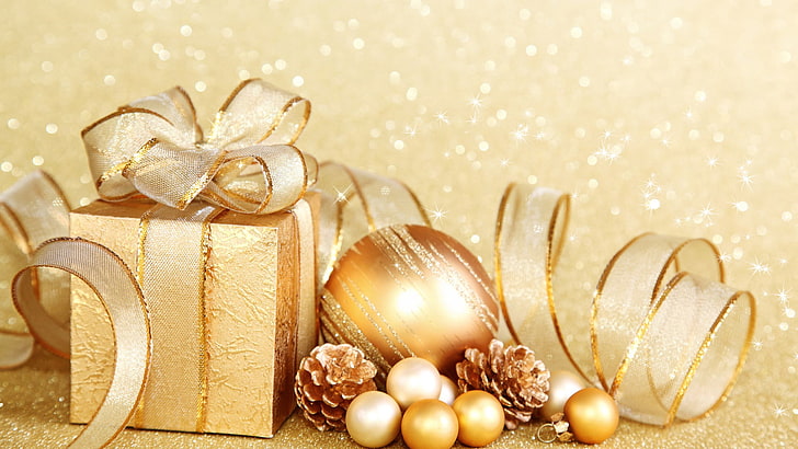 bangle, christmas, decoration, holiday, celebration, gold, ornament, HD wallpaper