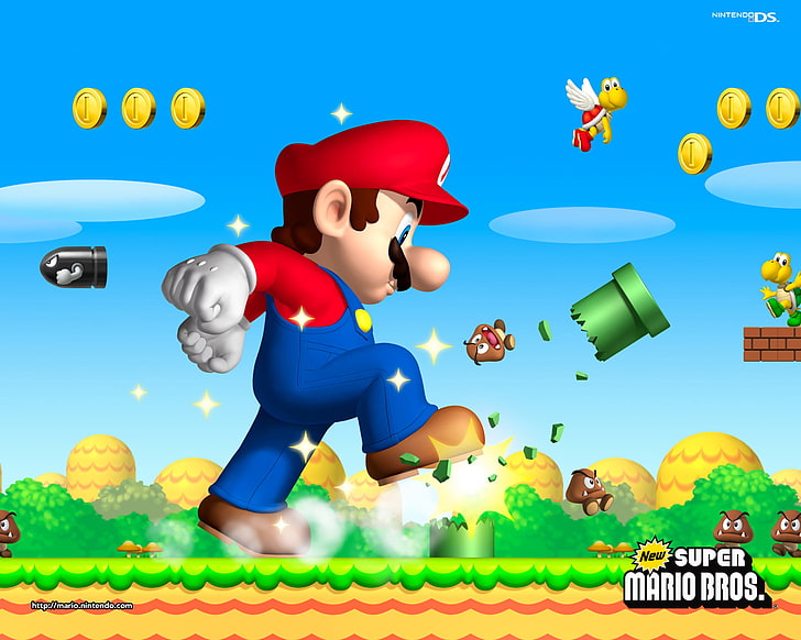 Mario, New Super Mario Bros., Bill Ball, Goomba, Koopa Troopa, HD wallpaper