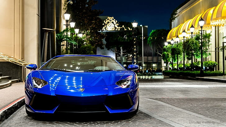 Blue Lamborghini pictures aventador, desktop, blue lamborghini car, HD wallpaper