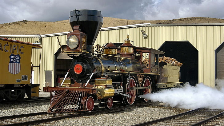 vintage, steam locomotive, vehicle, railway, HD wallpaper
