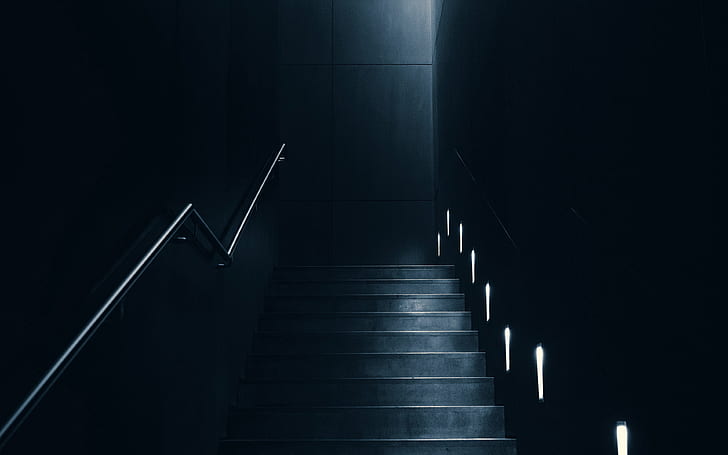 dark, room, interior, staircase, lighting, backlight, 4k ultra hd background