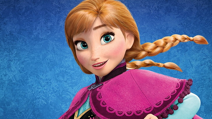 Frozen (movie), movies, Princess Anna, blue, portrait, looking at camera