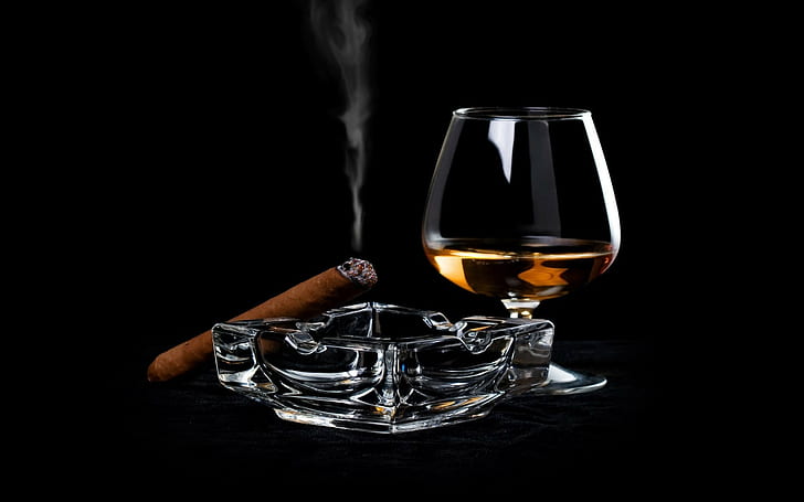 drink, cognac, cigars, HD wallpaper